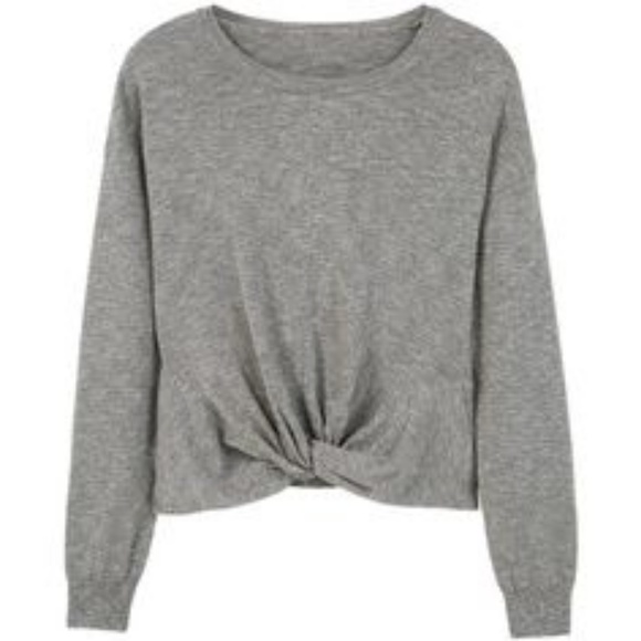 Mango Sweaters - NWT Mango Casual Flecked Gray Knot Tie Sweater
